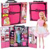 Set of Clothes and Accessories for LEAN Toys Dolls Pink Doll with Wardrobe