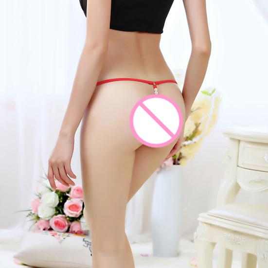 Kvinner Undertøy Flower Faux Pearls Thongs Sexy G String Transparent Truser