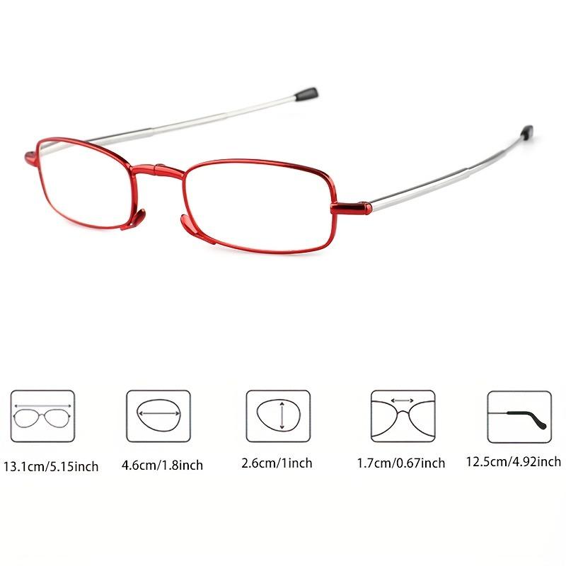 2 Pcs of Ultra-Light Fashionable Folding Reading Glasses with Metal Telescopic Legs for Men and Women Elderly Reading Eyeglasses