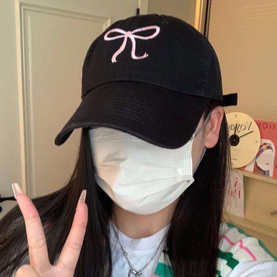 Korean Ins Bow Sweet Cute Romantic Pink Hat Versatile Breathable Cap Baseball Cap Girl Tide