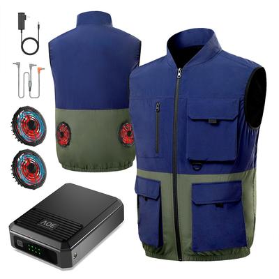 Workwear Set Strongest Air 30V Ultra High Fan Fan Large Rapid Full Airflow UV Heat Heatstroke Prevention Blue and [AGGOZ] Air-Conditioned [2025 Blast,