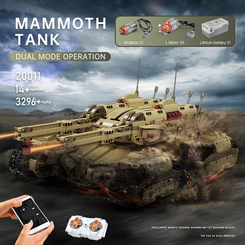 MOULD KING Tekniske byggeleker Motoriserte mammuter Tankmodell Montering Brick Block RC Leker for barn Julegaver