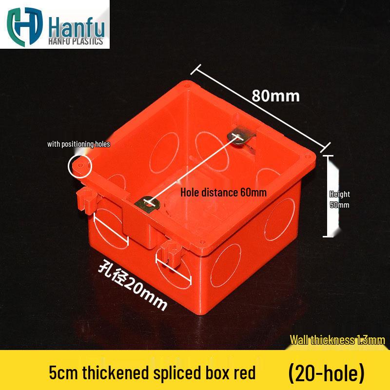 Verdickte 86er Typ 50mm tiefe verdeckte Anschlussdose für Montage und Verdrahtung, Rot/Blau