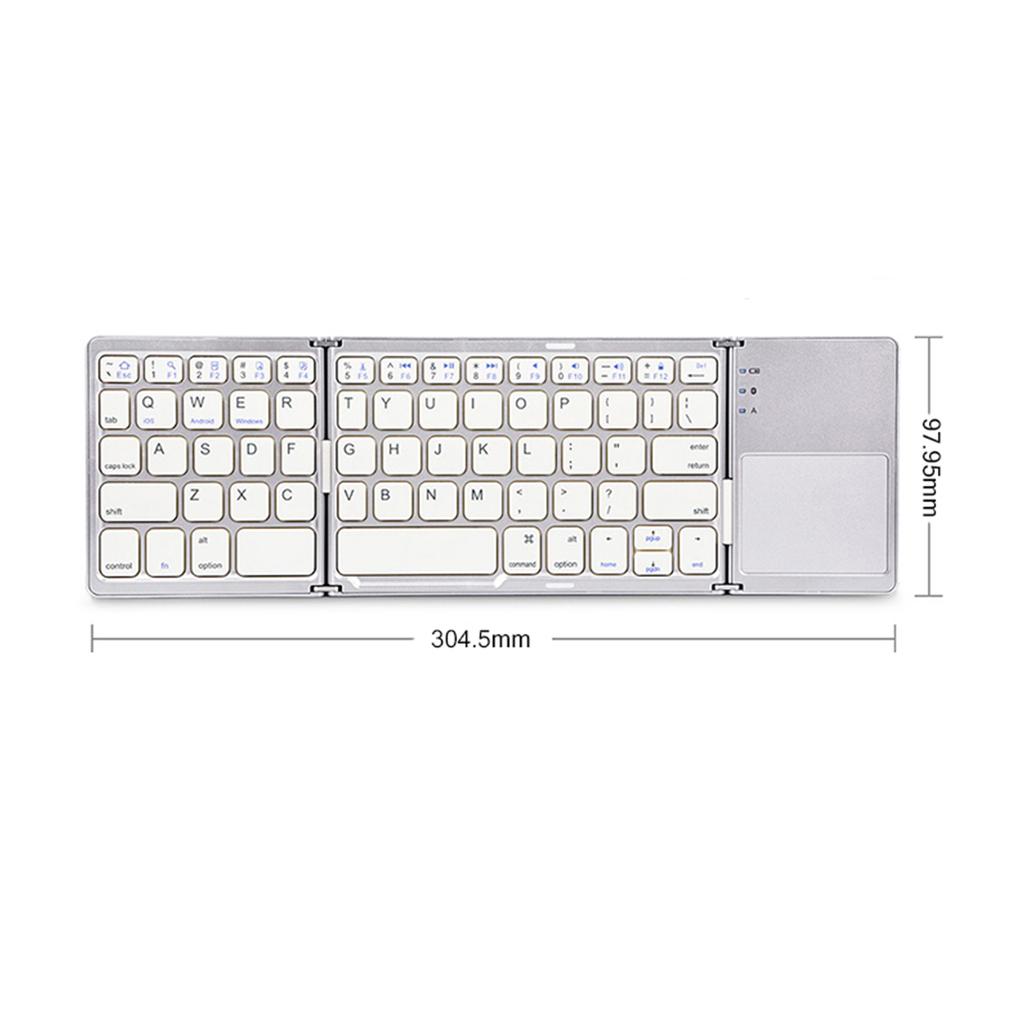 Foldable Bluetooth Keyboard with Touchpad Compatible with iOS Mac OS Multi Device Rechargeable Wireless Keyboard with Trackpad for iMac iPad iPad
