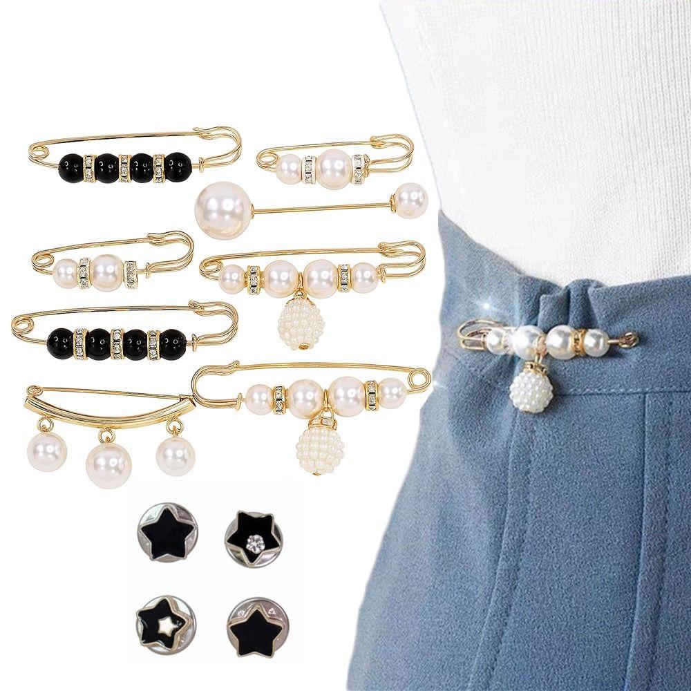 Durable Leak Proof Metal Brooch Non-Slip Imitation Pearl Safety Pin Multifunction Dress Brooch Clothing Decoration