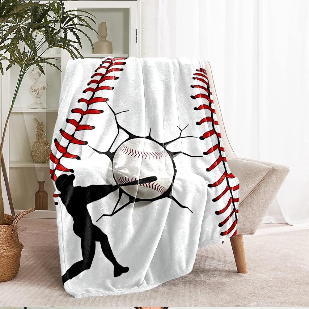 Baseball Theme Printed Blanket - Perfect for Couch, Bed, Travel & Outdoor Use | Machine Washable, Cozy & Durable.