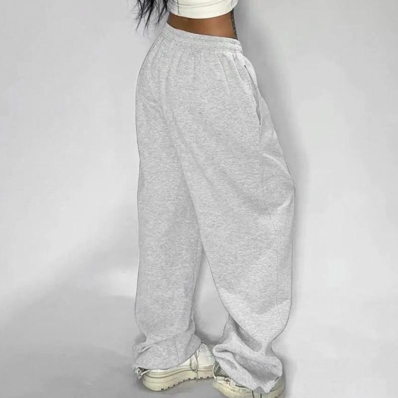 Damskie Casualowe Gładkie Spodnie Dresowe z Wysokim Stanem, Sznurowane, Luźne Joggersy, Klasyczne Baggy Streetwear, Damskie Spodnie Sportowe do Tańca