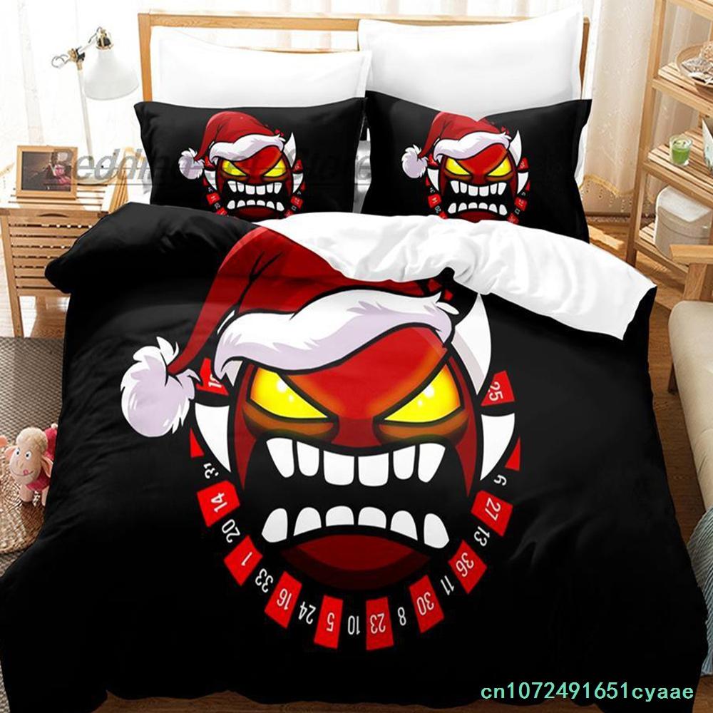 Angry Geometry Dash Bedding Set Single Twin Full Queen King Size Bed Set Aldult Kid Bedroom Duvetcover Sets 3D Print Kawaii 2022