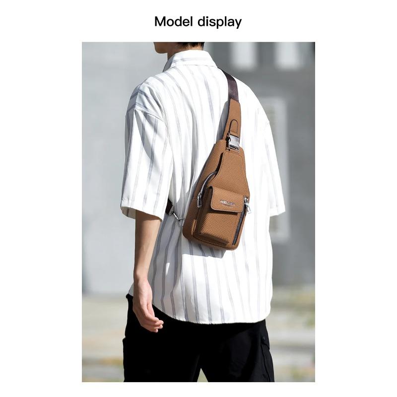 New Large Capacity Men's Chest Pouch,Crossbody bag,PU Leather Luxury Design Sling Bag, for Phone, Wallet & Outdoor Essentials
