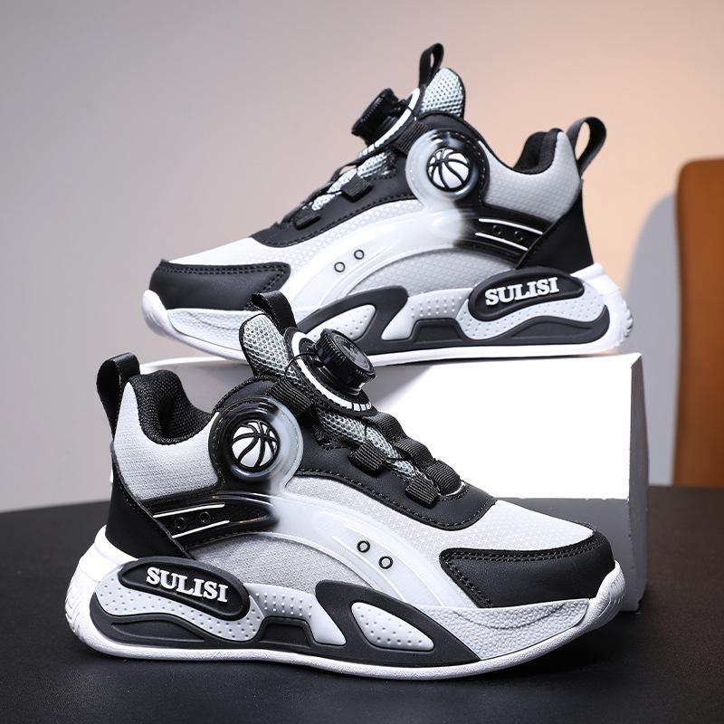 Boys' Winter 2025 Two-Layer Cotton Sports Shoes, Plus Velvet, Lightweight, Non-Slip, Waterproof, for Middle and Big Kids, Running and Basketball