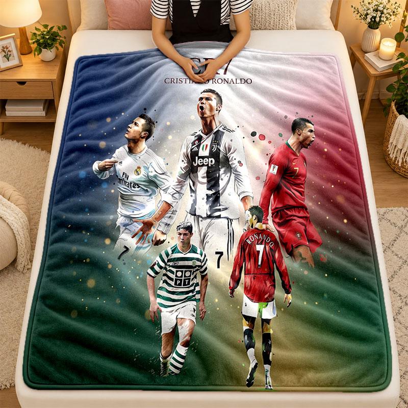 Flannel BlanketCristiano Ronaldo Warm Soft Throw Blanket for Indoor Sofa Bed Living Room Use