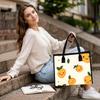 Cute Smiling Citrus Print Tote Bag Casual Daily Use Canvas Shoulder Handbag for Shopping Trip