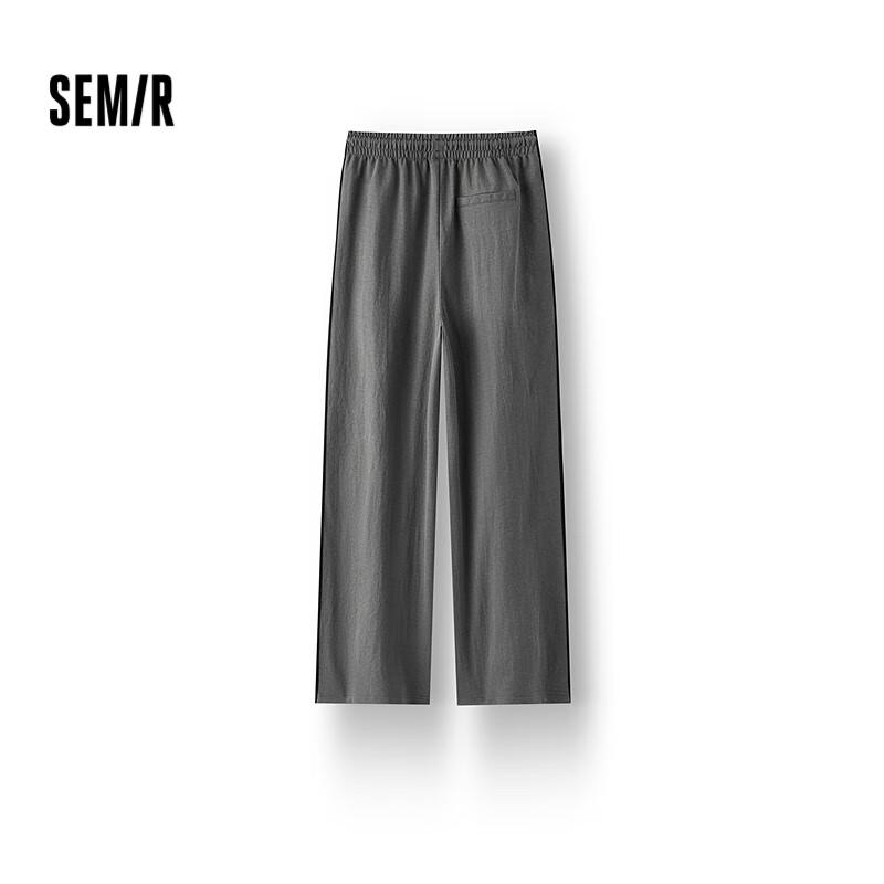 Semir Women s 2025 Summer Color-Blocked Faux Linen Wide-Leg Pants L