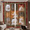 Room Darkening Spliced Cat Print Curtain Thermal Insulation Multiple Sizes Living Holiday Decoration Set Of 2 Made Polyester Washable Sitting Ready