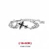 Unisex Dark Titanium Steel Cross Bracelet Punk Hip Hop Trendy Non Fading Kpop Gift for Men Women