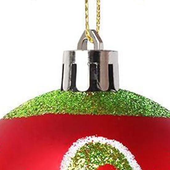 12 Pcs 2.4 Inch Christmas Ball Ornaments Glittering Red Green Plastic Hanging Balls Swirl Candy Cane Elf Balls Xmas Tree Pendants