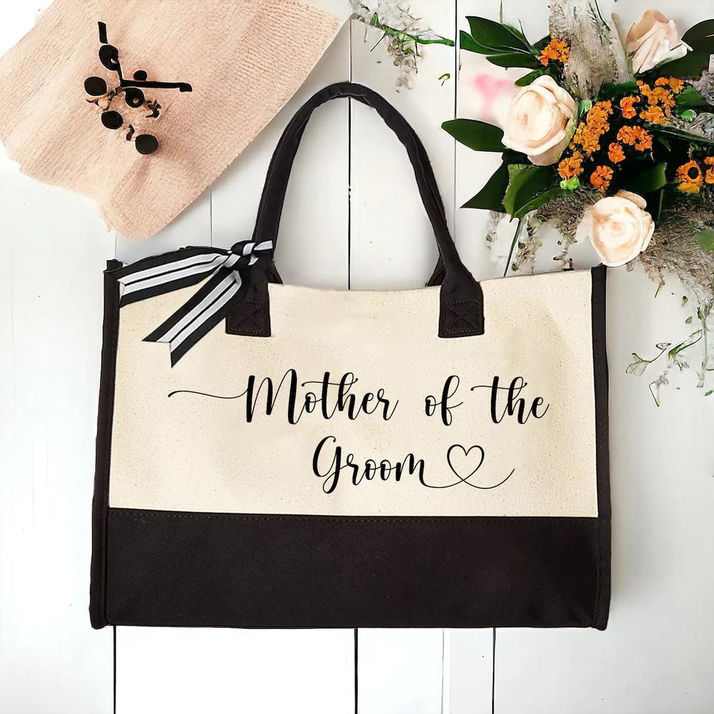 Bride team Black and white canvas handbag shopping bag bride's wedding single party shoulder bag