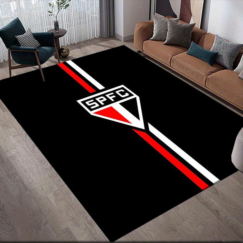 Sao Paulo FC2 Flannel Pattern Square Carpet,Area Rug,Carpet Rug for Living Room Bedroom Sofa Playroom Decor,Non-slip Floor Mat