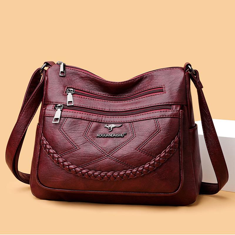 Women's Bag Crossbody Bag Shoulder Bag PU Leather Bag Casual Fashion Bag New Mother Bag Large Capacity Multi-layer Zipper Kangaroo