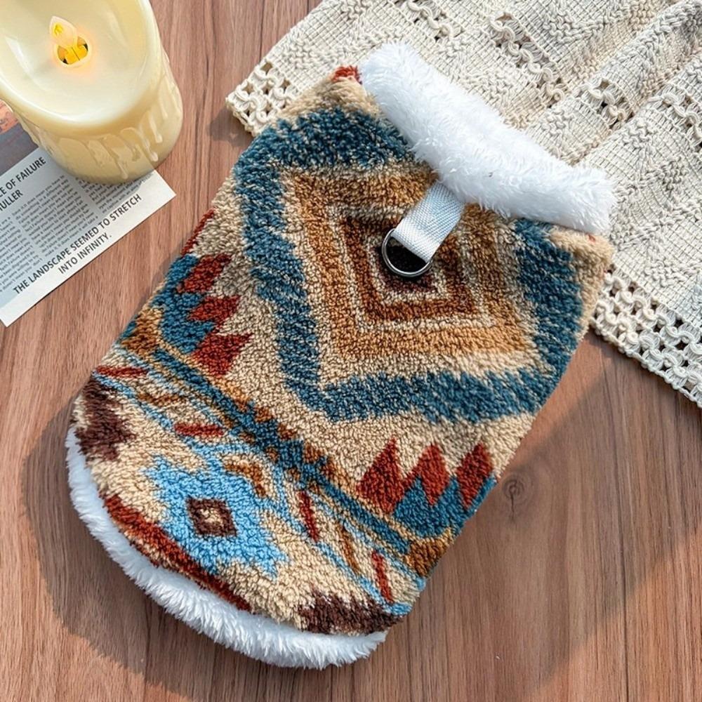 Autumn Winter Dog Warm Clothes Nordic Pattern Plush Dogs Coat  for Small Medium Dog