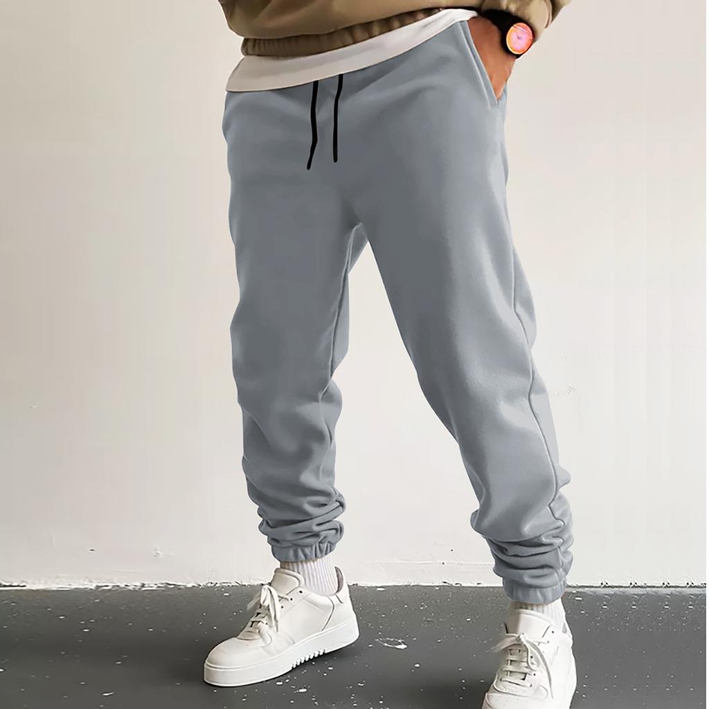 Casual Pants Men'S Loose Zipper Pocket Drawstring Elastic Waist Sports Pants