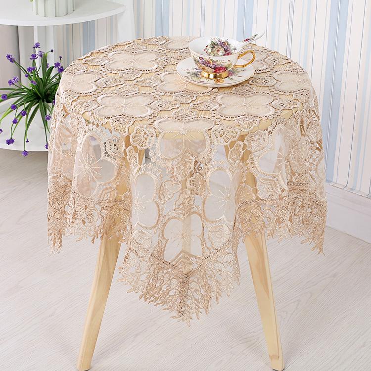 European Embroidered Tablecloth Lace Hollow Water-Soluble Fabric Tea Table Decoration Bedside Cover Elegant Home Decor