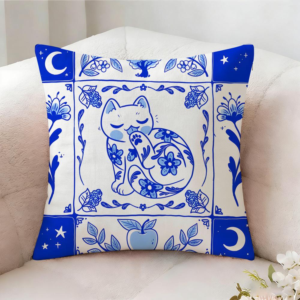 Fashion Cat Cute Pillow Case Pillowcase, Double-sided Printed, Sofa Cushion, Bedroom Headboard Pillow