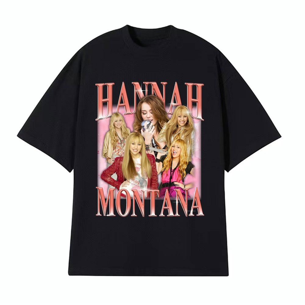Hannah Montana Vintage 90s Graphic Tshirt Men Womens Clothing Aesthetic High Street T Shirts Pure Cotton Short Sleeve Tshirts