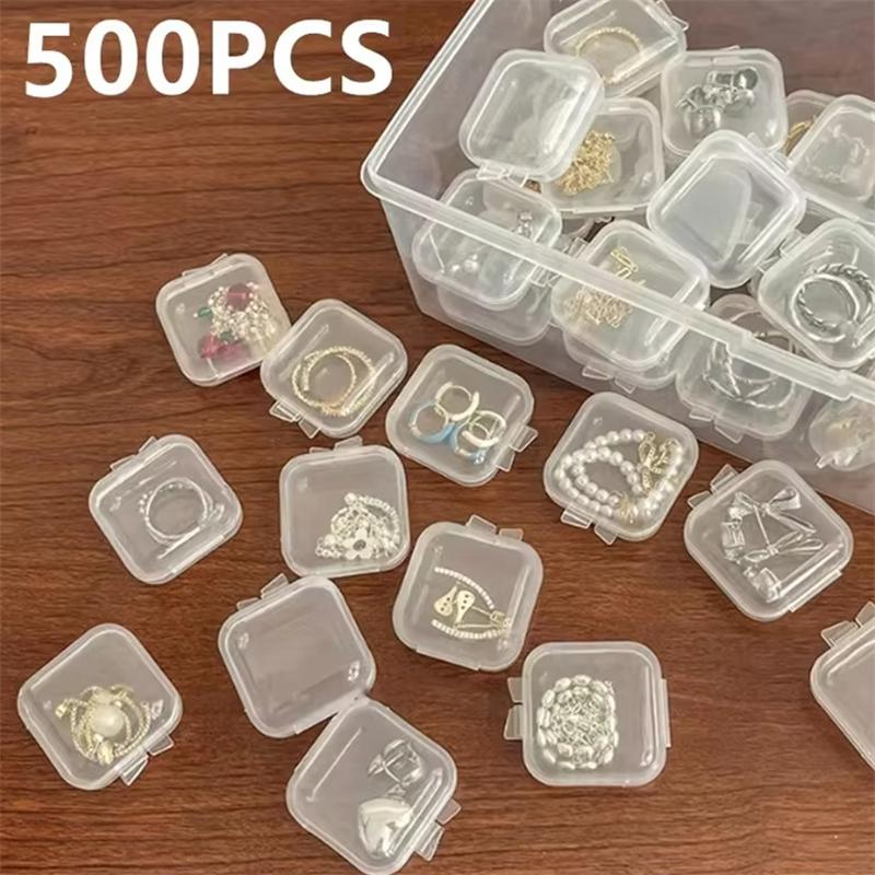 10/50/100/500PCS Transparent Square Plastic Jewelry Box Organizer With Individual Ring Slot For Rings Necklaces Earrings Storage