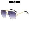 European And American Fashion New Double Beam Frameless Sunglasses High-End Spice Girl Anti-Ultraviolet Sunglasses Versatile Casual Glasses