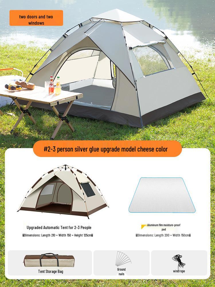 Double Person Automatic Tent: Thickened, Rainproof & Sun-Protective for Outdoor, Wild Camping or Beach Use