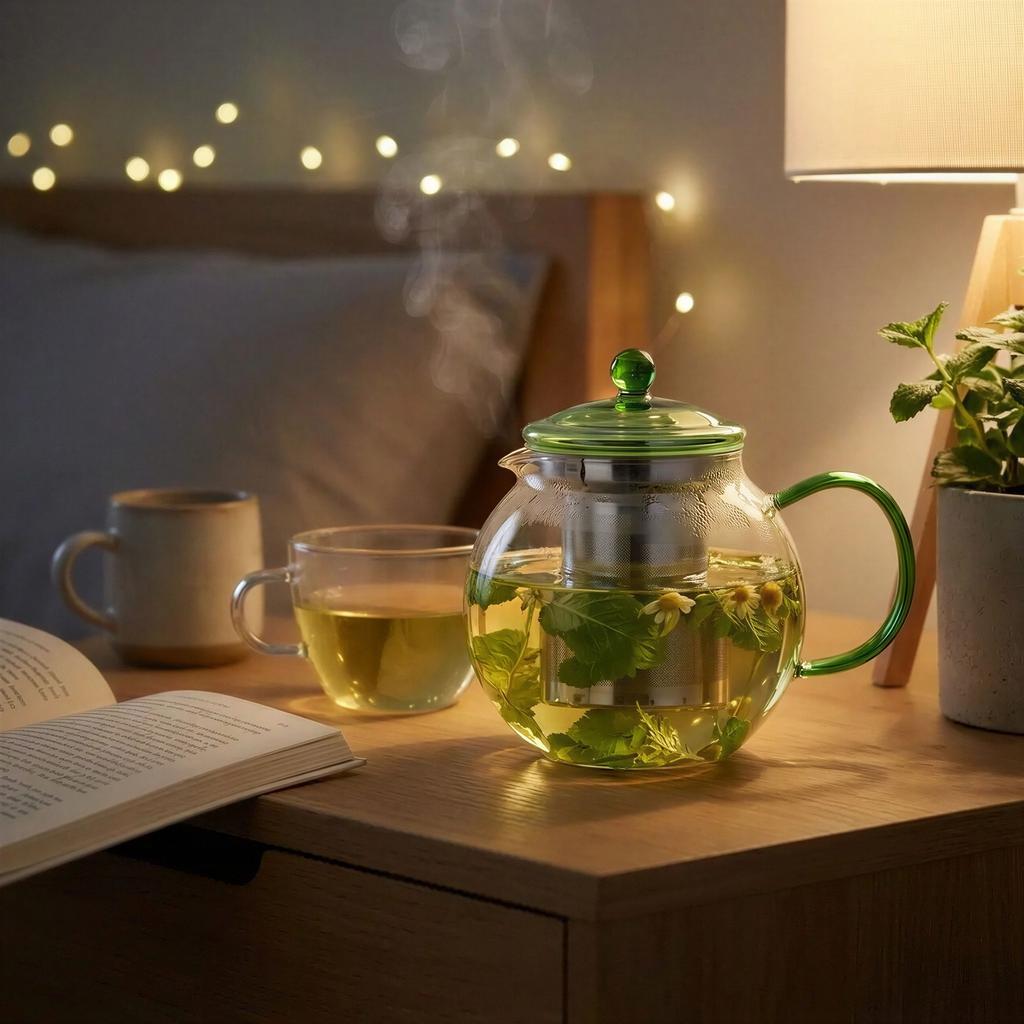 GLASS JUG 1.2L TRANSPARENT TEA COFFEE FILTER