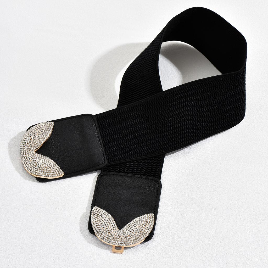 Middle Eastern Women's Dress Angel Wings Inlaid with Diamond Elastic Belt Decorative Casual Wide Waist Seal