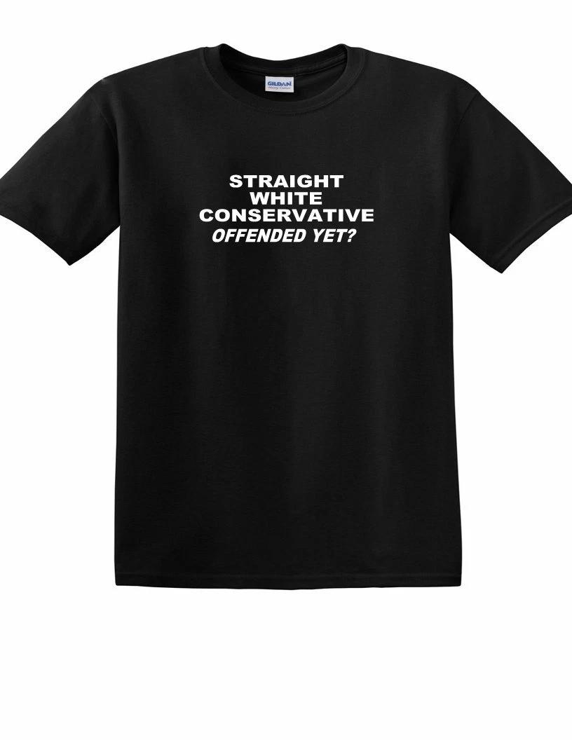 STRAIGHT WHITE CONSERVATIVE OFFENDED YET TEE Shirt TRUMP Republican Black T-shir M