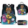 Kids School Backpack Set With Lunch Bag Pencil Case - Cartoon Print Lightweight Ergonomic Design Grade 1-2 Students