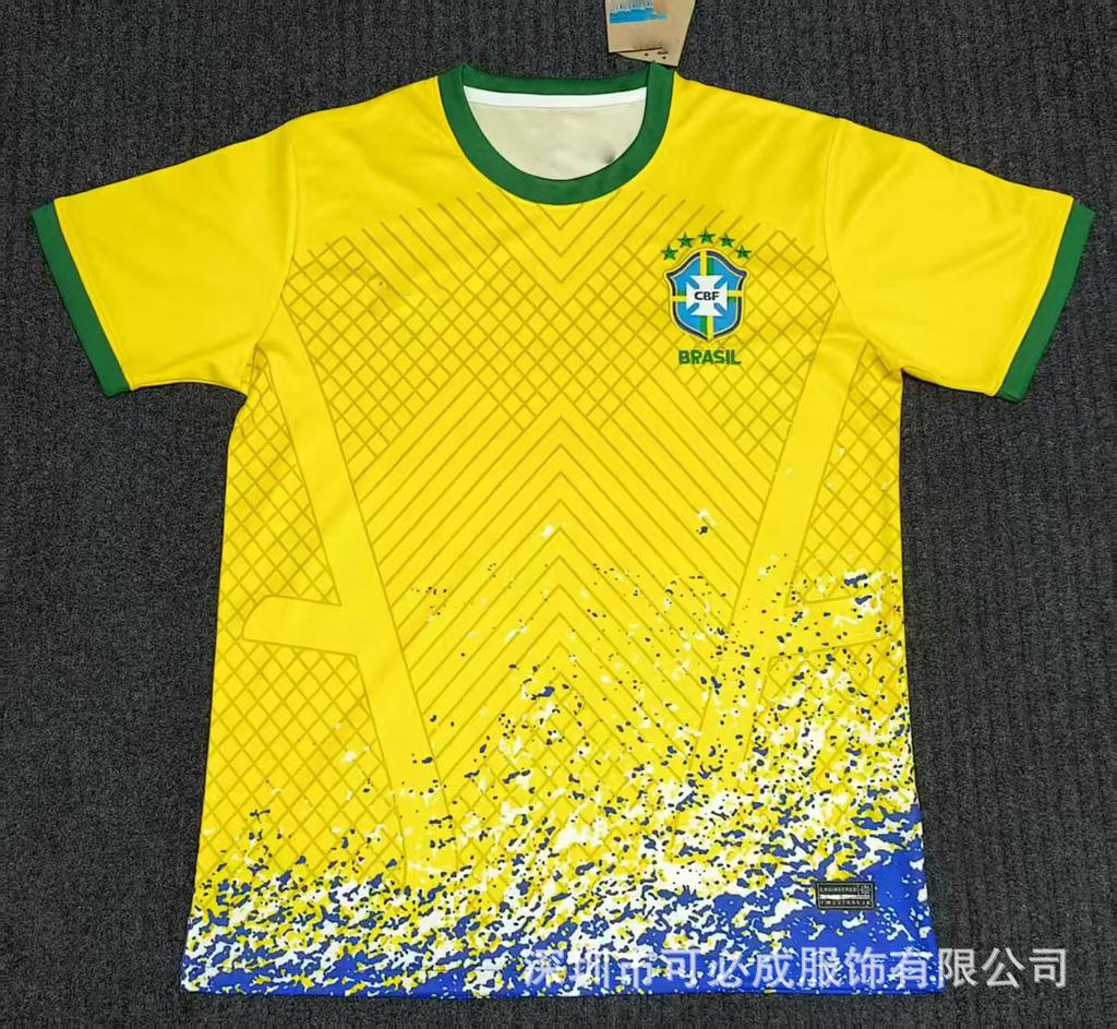 Großhandel und Einzelhandel Grenzüberschreitend Brasilien Nationalmannschaft Spezielles Gedenk-Kurzarm-Fußballtrikot Oberteil Kurzarm Fans