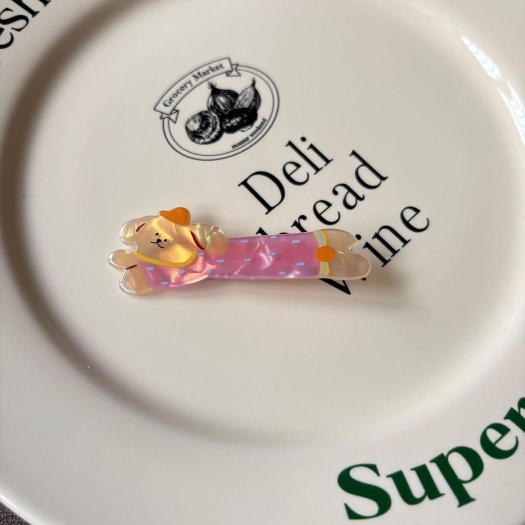 1/4 Stück niedliche bunte Laserstreifen Hundehaarspange für Mädchen Herz vielseitig Student Cartoon Haarschmuck weiblich