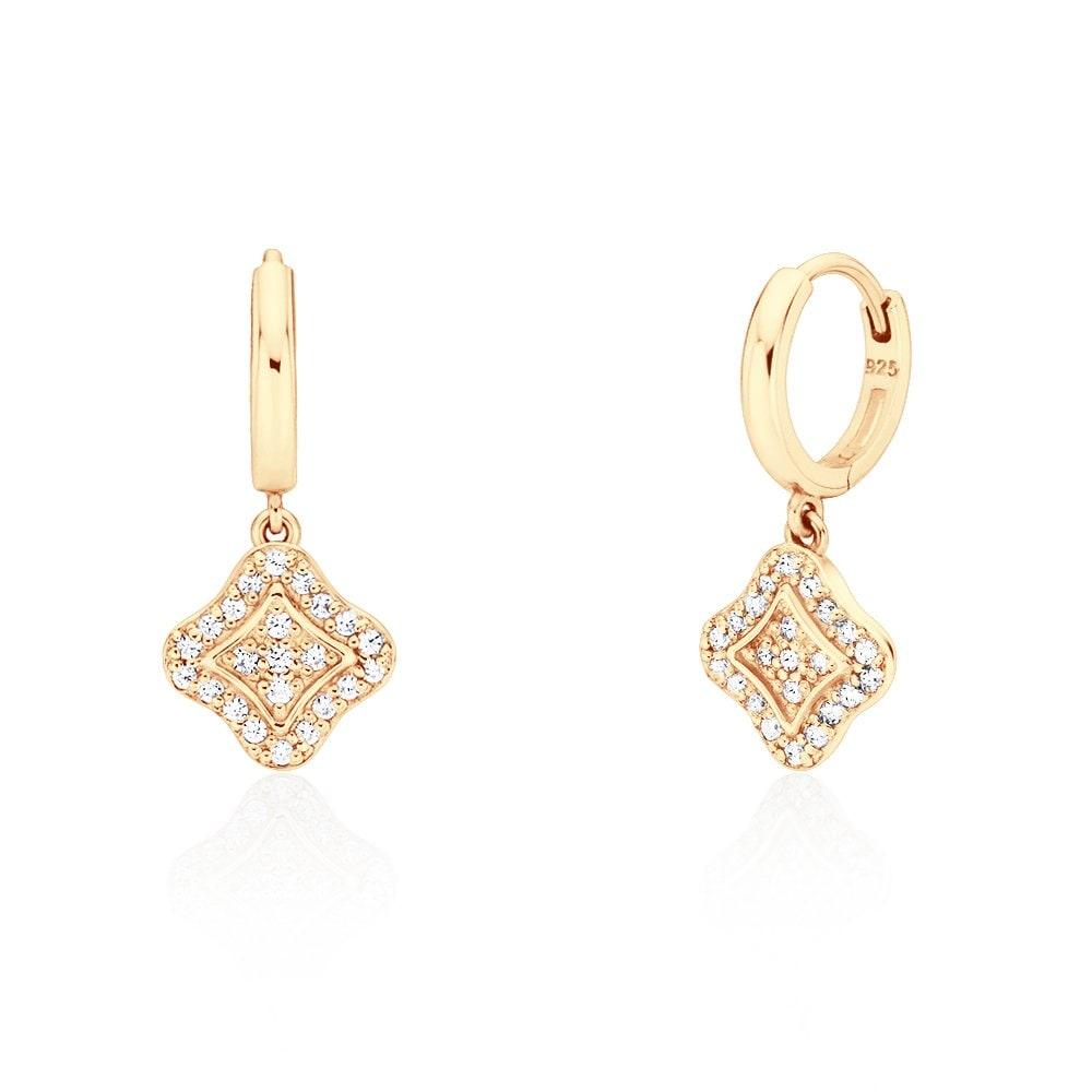 Silver 925 clover pave earrings