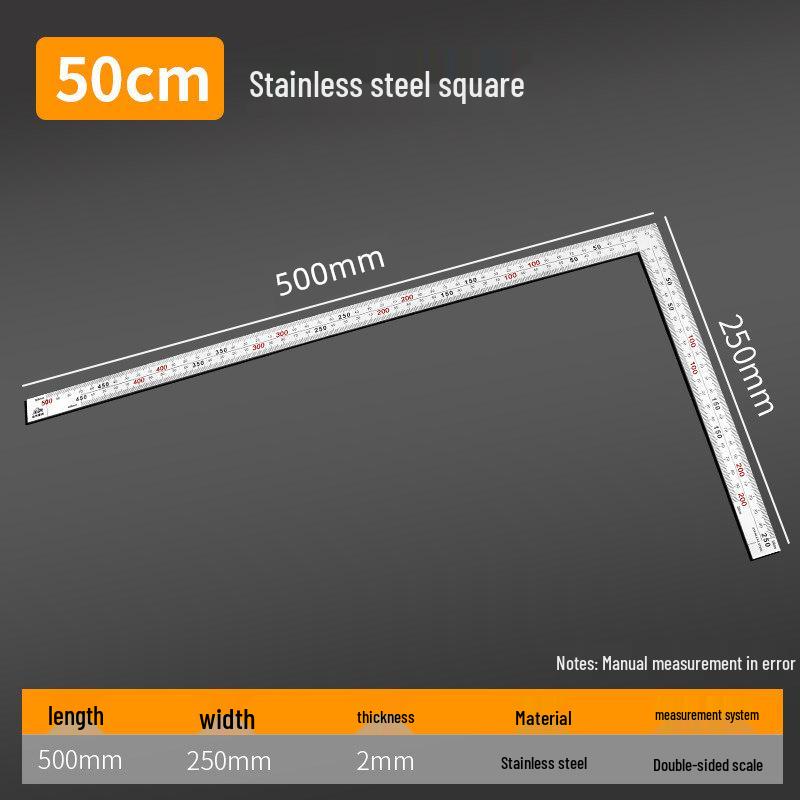1m Stainless Steel & Aluminum Alloy Ruler, 50cm Measuring Tool, 15/20/30 Thickened Steel Plate, Straight Square Design