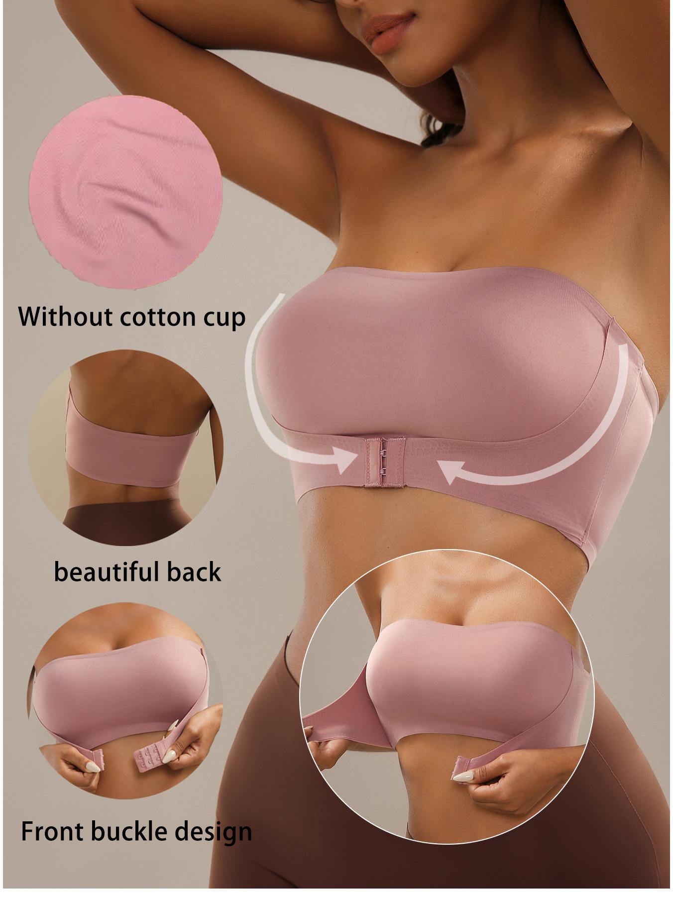 Топ-бандо пуш-ап без бретелей с застежкой спереди: Бесшовный женский бюстгальтер без косточек M