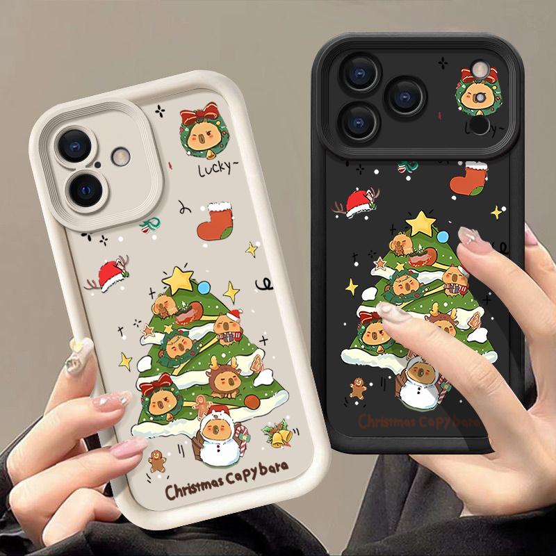 Cartoon Weihnachtsbaum Handyhülle für iPhone Air 16e 17 16 15 Pro Max 14 13 Pro Max 17 12 11 Stoßfeste Weiche Silikonhülle