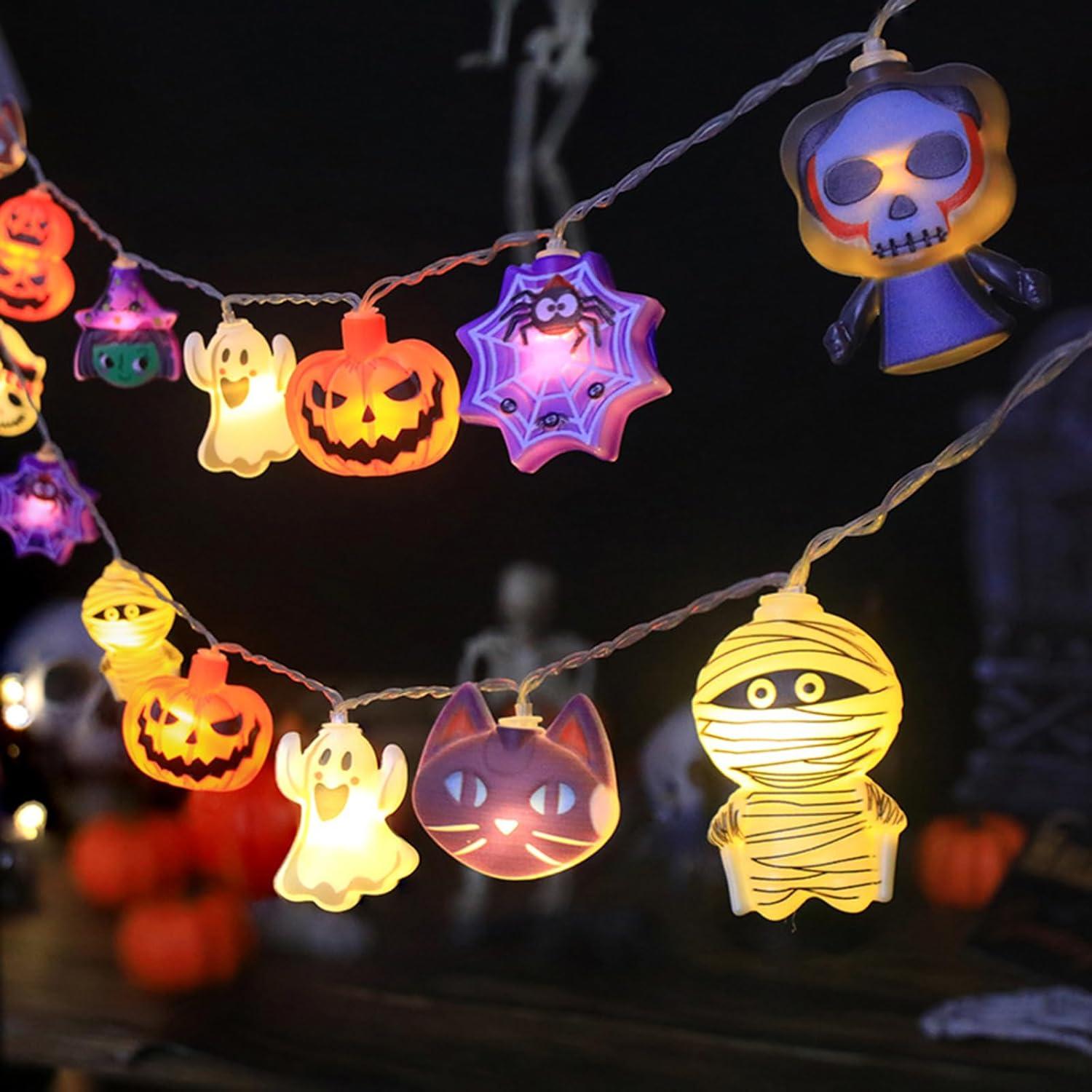 

1pc Halloween LED Fairy Tale Lights Battery Operated 10/20/30LED Holiday Festival String Lights For Home Party Indoor Decoration 1.5M10LED теплый белый