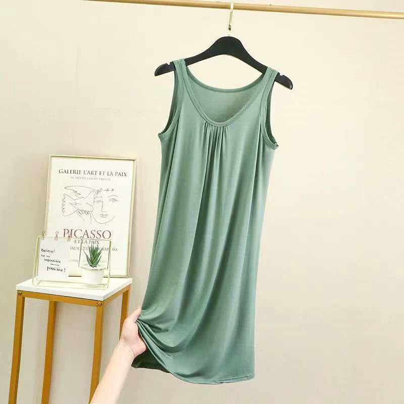 Customer ironing, summer women's new vest skirt, thin round neck sleeveless bottoming skirt, A-word dress, nightdress