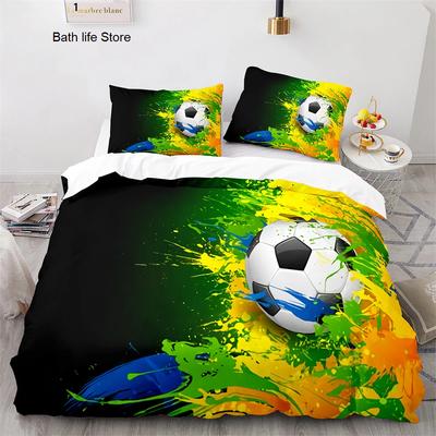 Anime Football Bedding Set Ball Sport Duvet Cover Set Double Queen King Twin Full Size Boys Teens Soccer Duvet Cover 2/3Pcs Gift