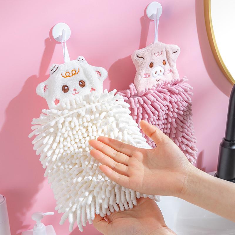 Wall-Mounted Wipe Hand Towel Super Absorbent Fast Drying Chenille Cleaning Cloth Kitchen Bathroom Supplies