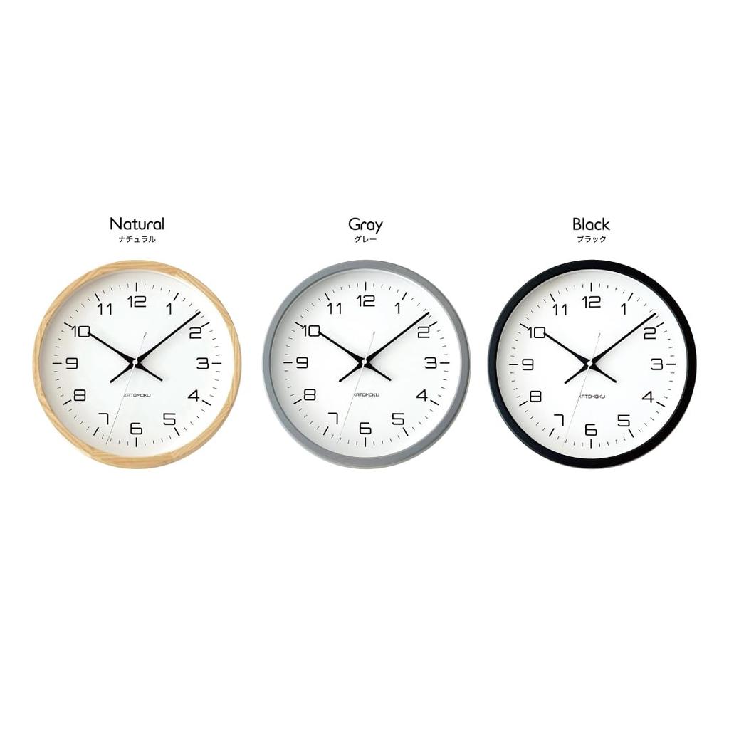 KATOMOKU muku clock 11 Natural km-94NA Wall Clock, Continuous Second Hand, Diameter 30.0cm (Quartz Clock)