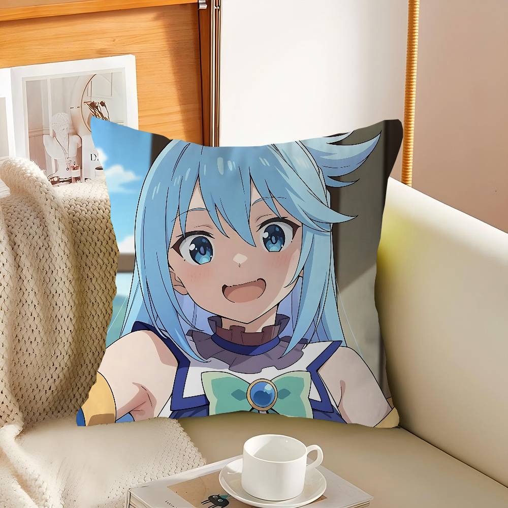Aqua Konosuba Anime Cushion Cover 30x50 Polyester Sofa Cushions Decorative Throw Pillows Home Decoration Pillowcover