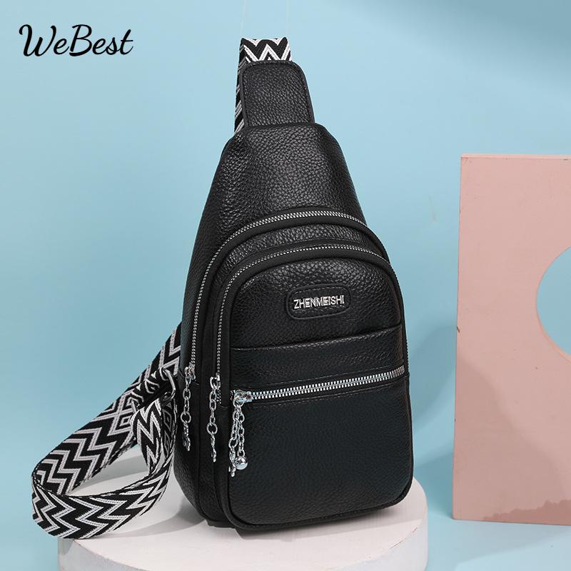 

PU Soft Shoulder Crossbody Chest Bag Simple Design