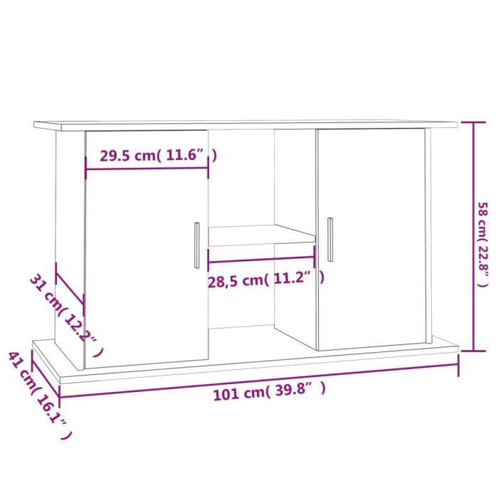 VidaXL Support pour aquarium gris béton 101x41x58 cm bois d'ingénierie 833611