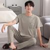 Men's pajamas 1011 new summer cotton short-sleeved trousers thin summer men's large-size loungewear set